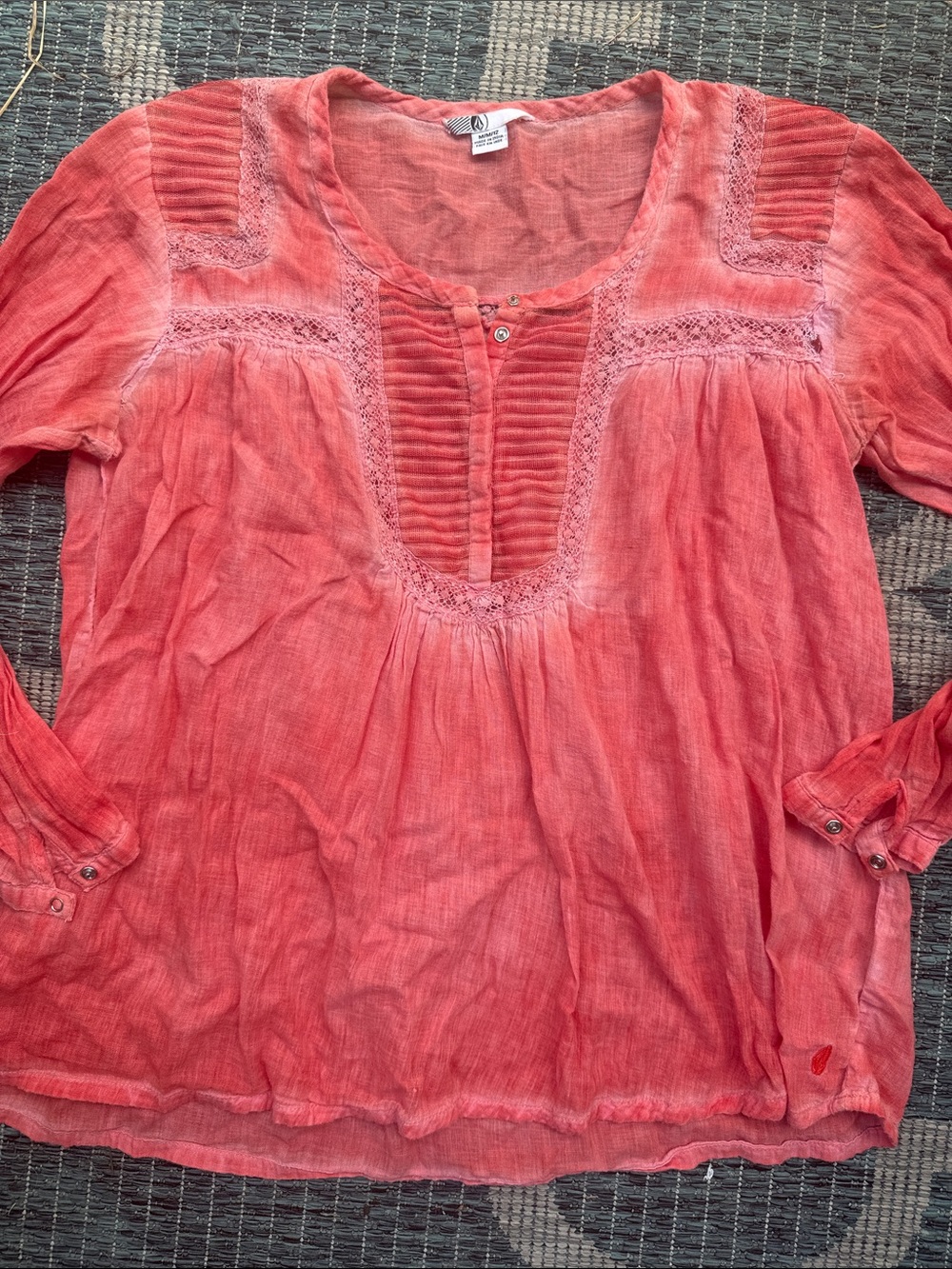 Lightweight cotton Coral Peasant Blouse - Women Tops S